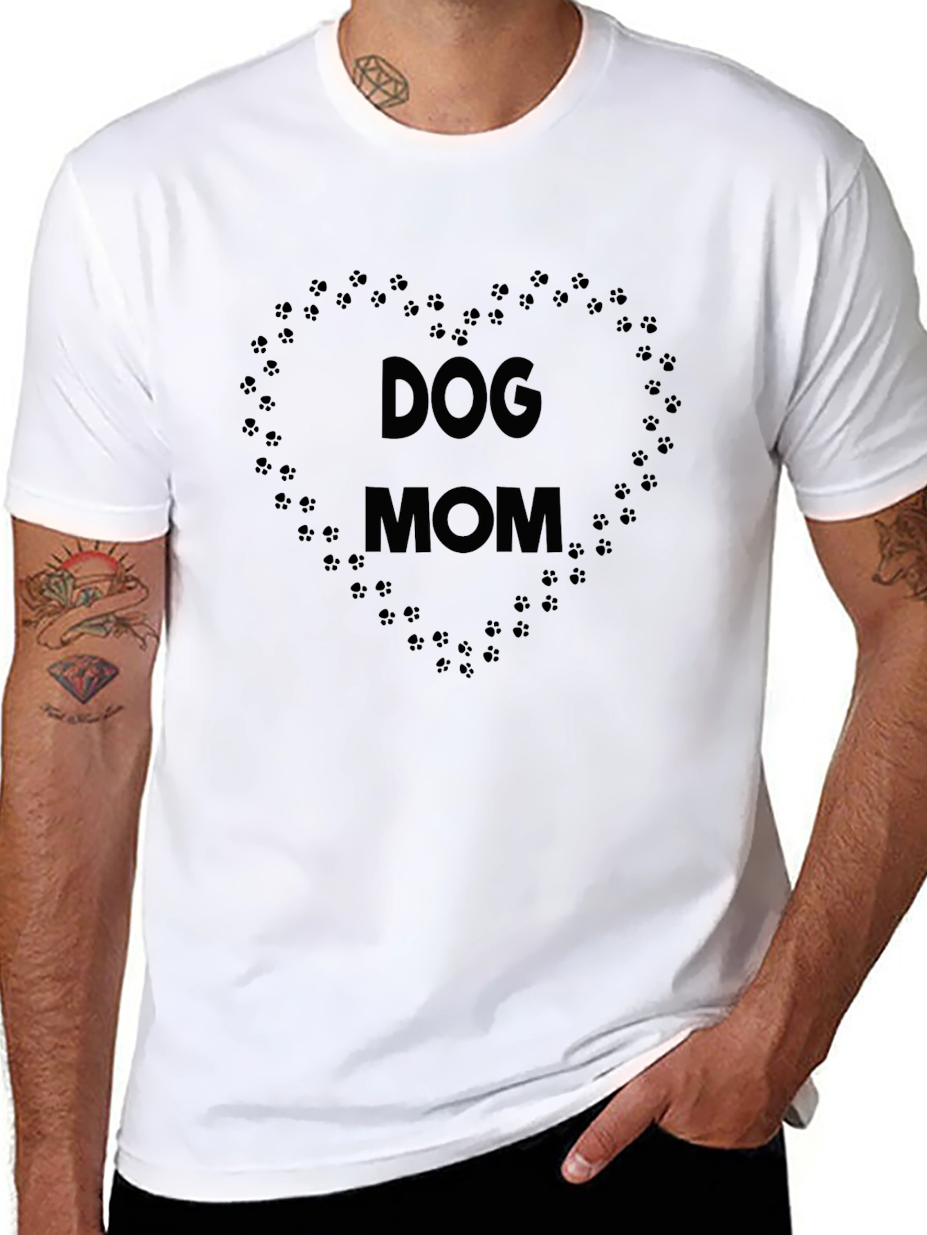 Dog Mom Paw Print Heart Graphic Tee