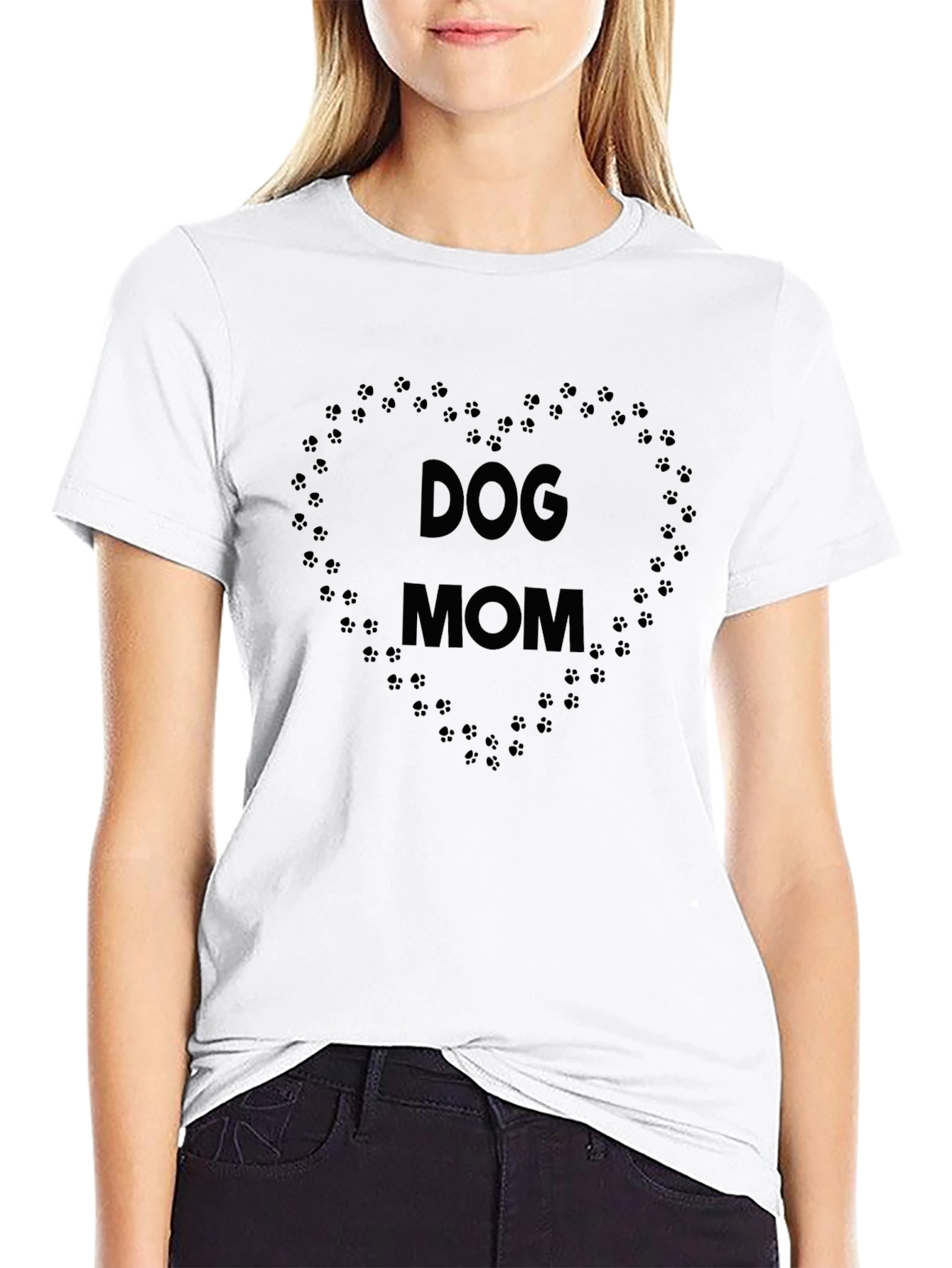 Dog Mom Paw Print Heart Graphic Tee