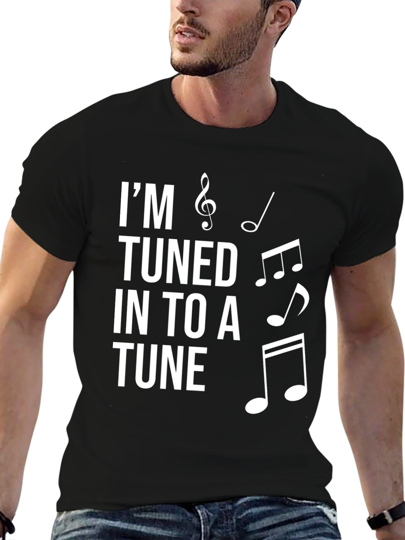 Im Tuned In To A Tune Black T-Shirt