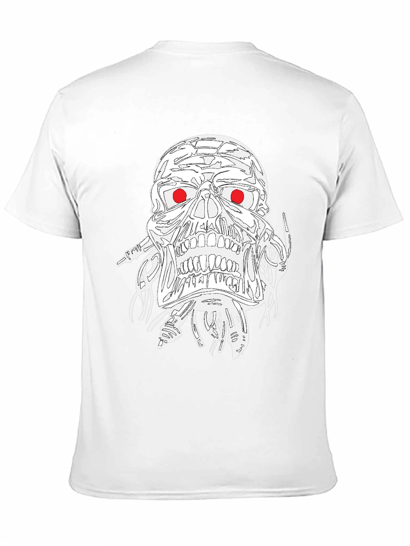 Edgy Skull Graphic Tee - Red Eyes