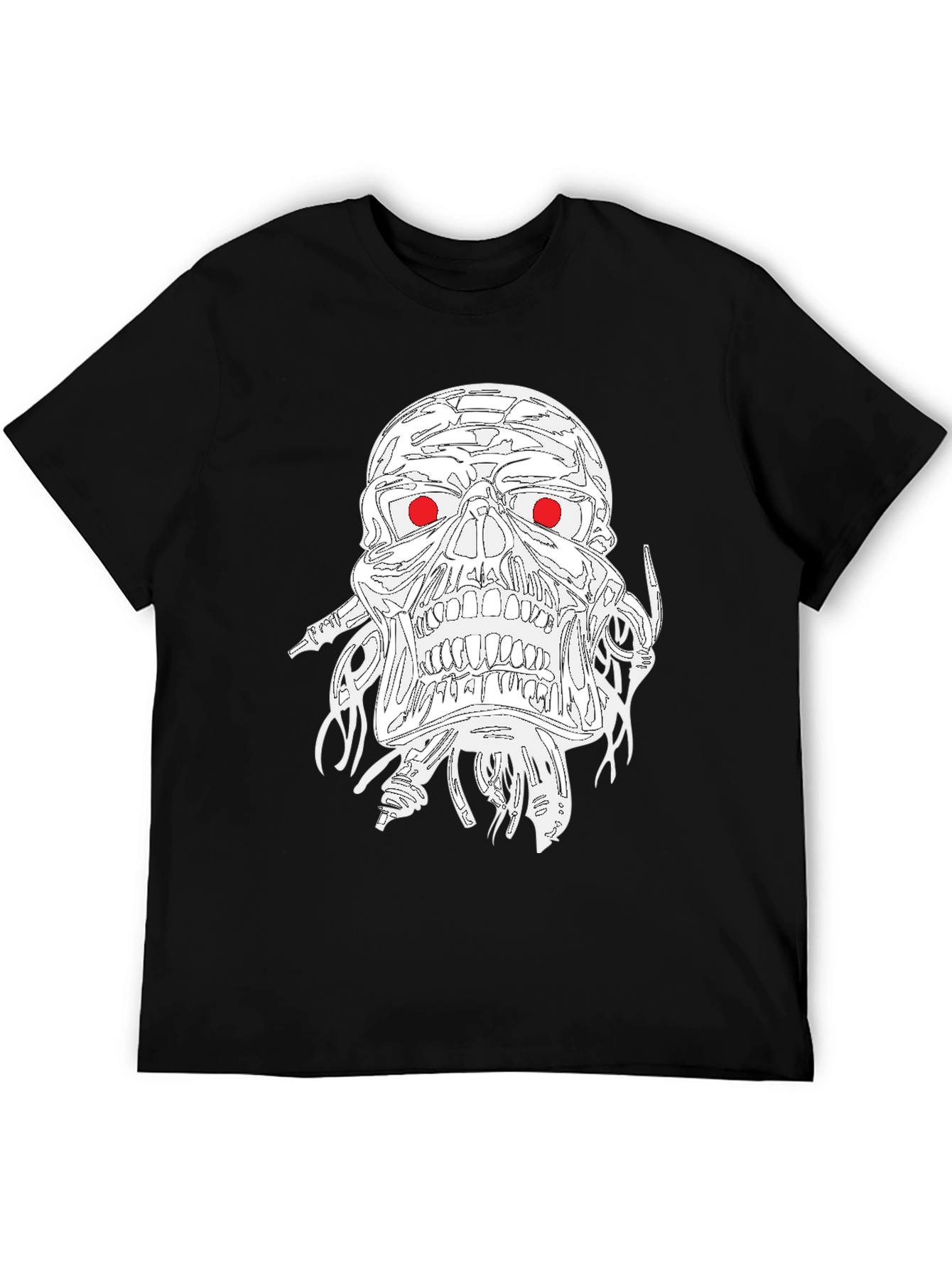 Edgy Skull Graphic Tee - Red Eyes
