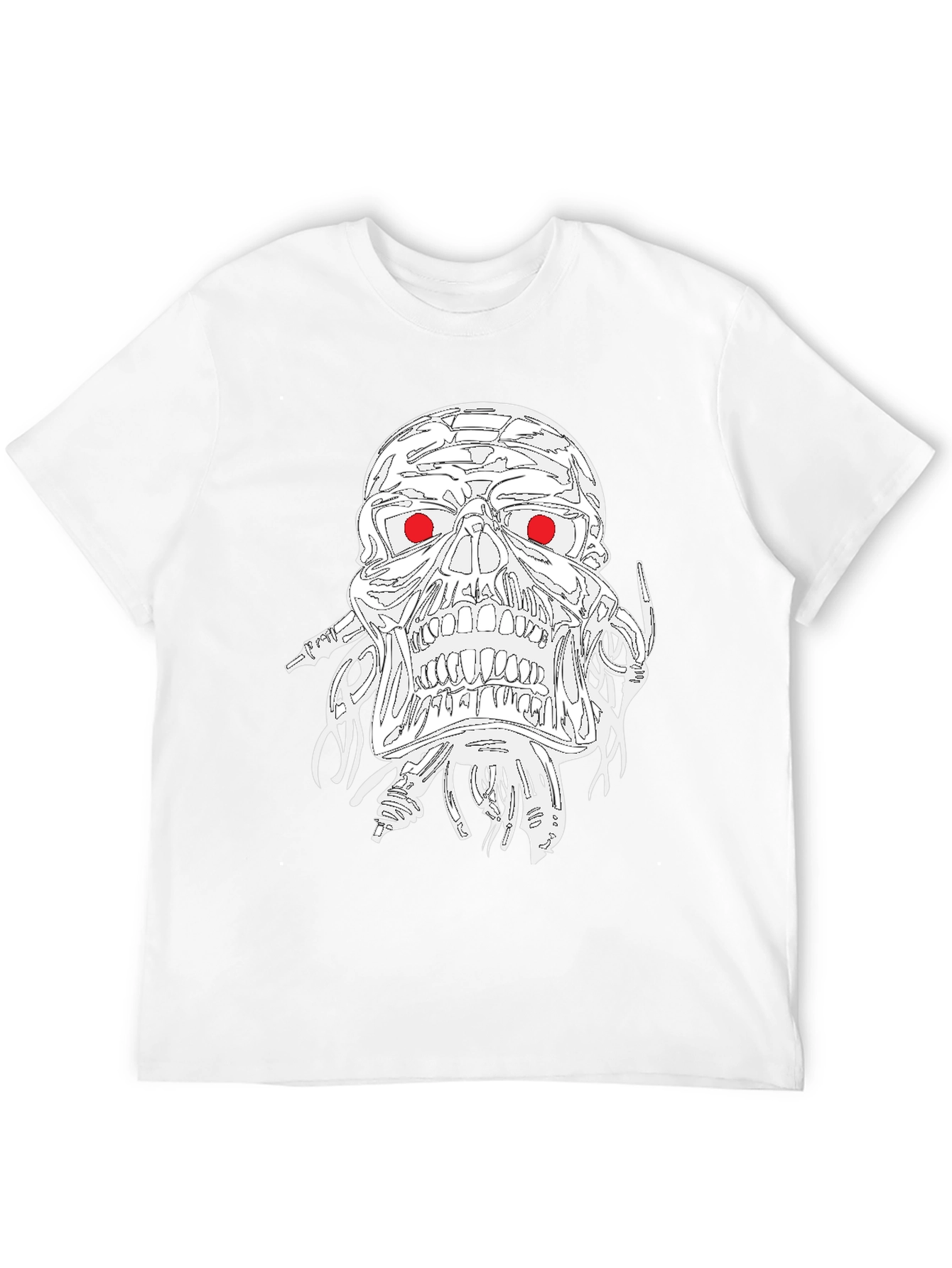 Edgy Skull Graphic Tee - Red Eyes