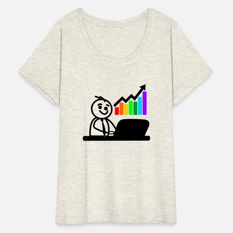 Joyful young man on laptop colored chart