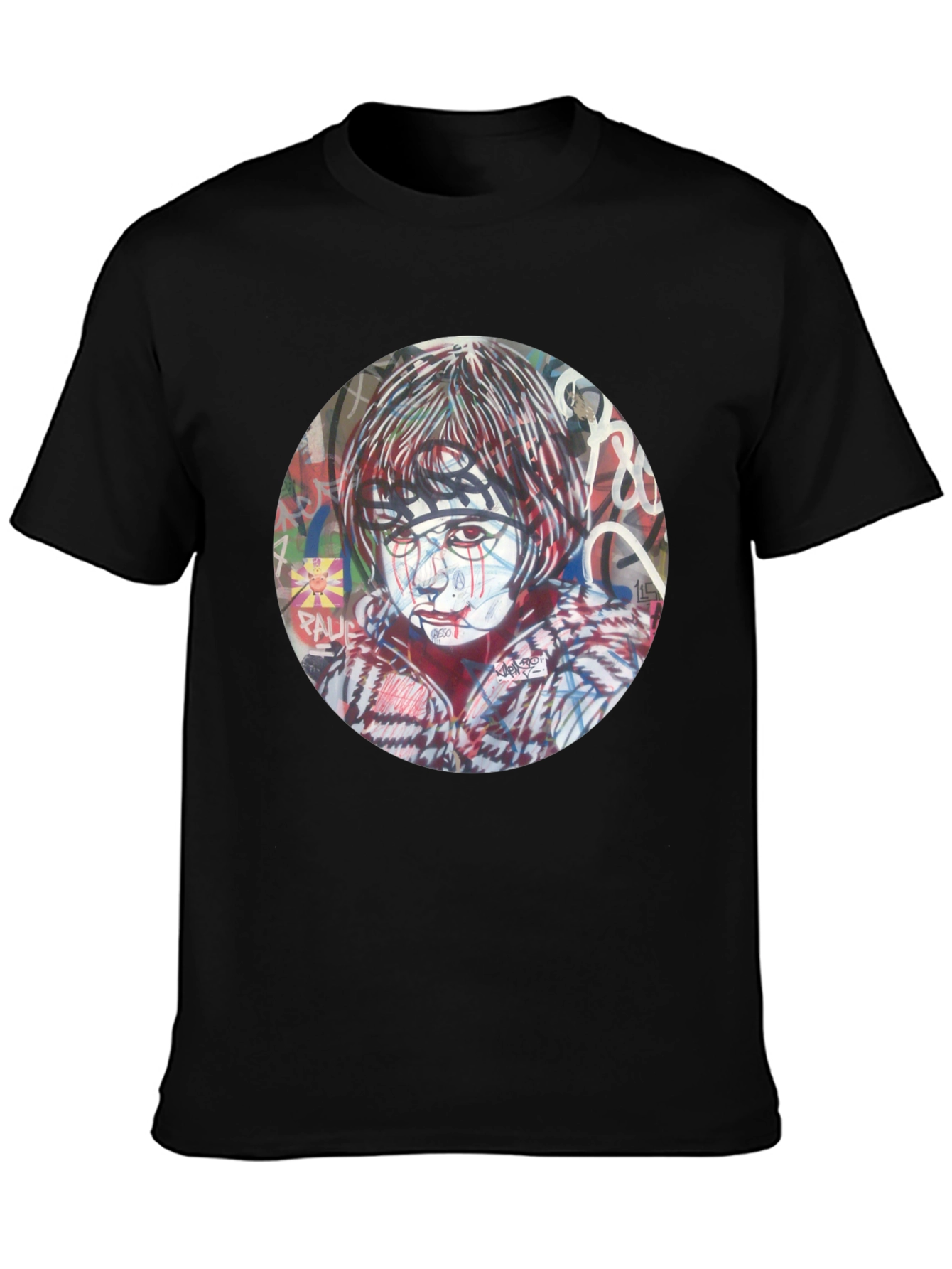 Artistic Graphic Print Black T-Shirt