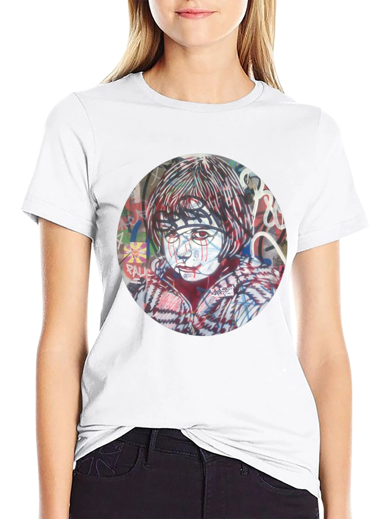Artistic Graphic Print Black T-Shirt