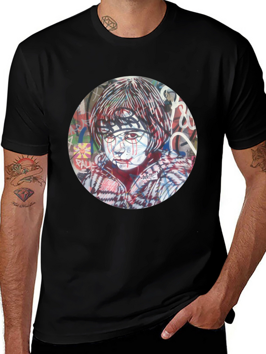 Artistic Graphic Print Black T-Shirt