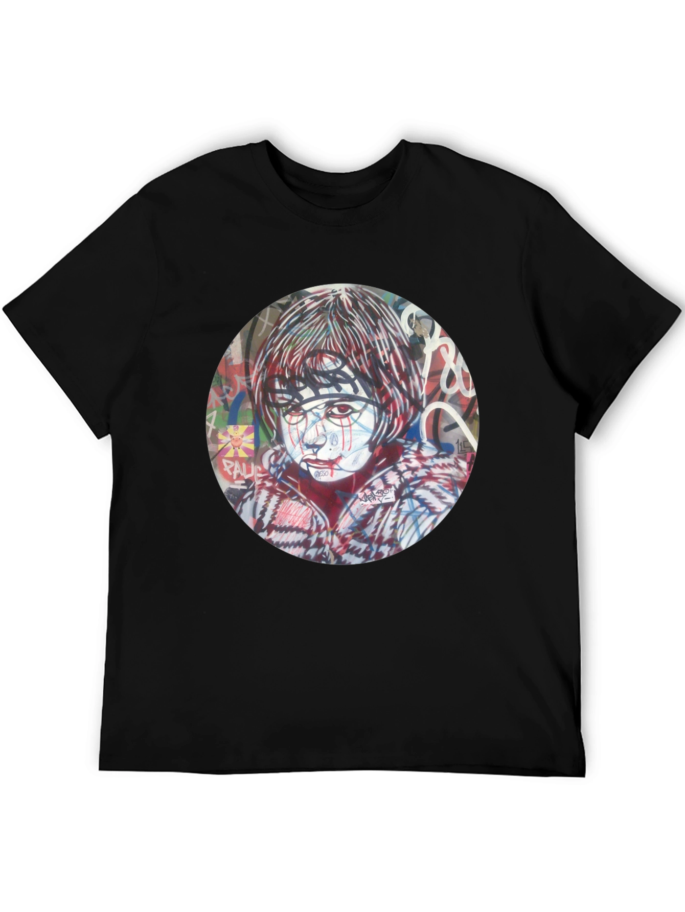 Artistic Graphic Print Black T-Shirt