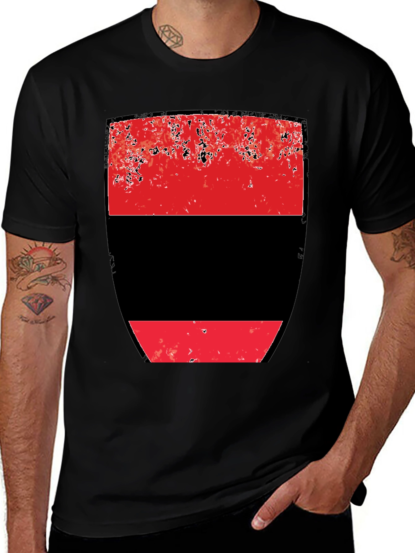 Abstract Red and Black Graphic Tee