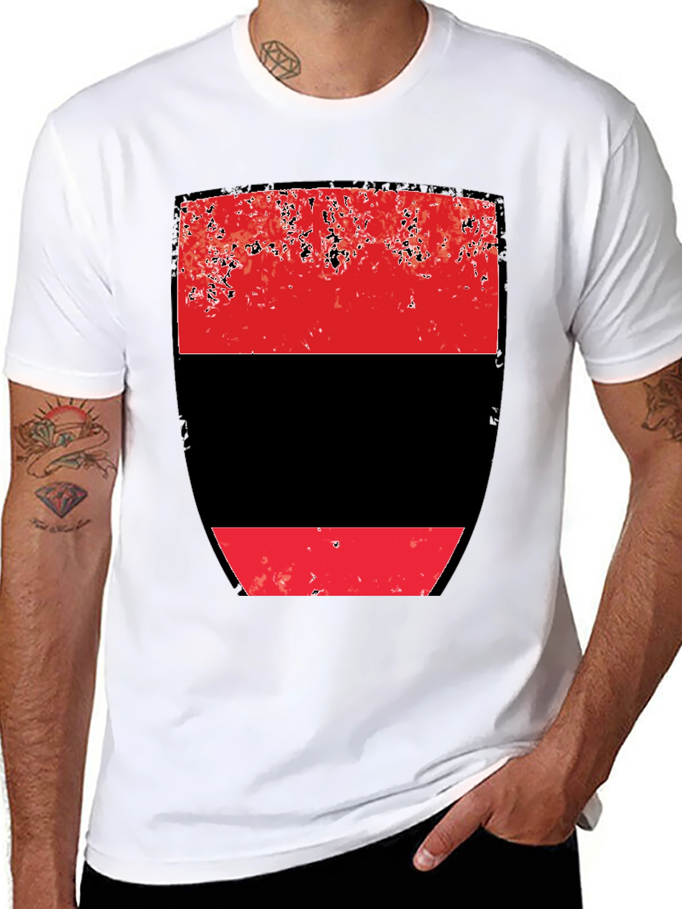 Abstract Red and Black Graphic Tee