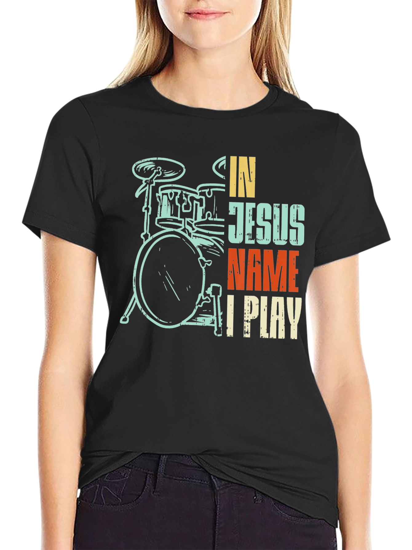 In Jesus Name I Play Drummer T-Shirt