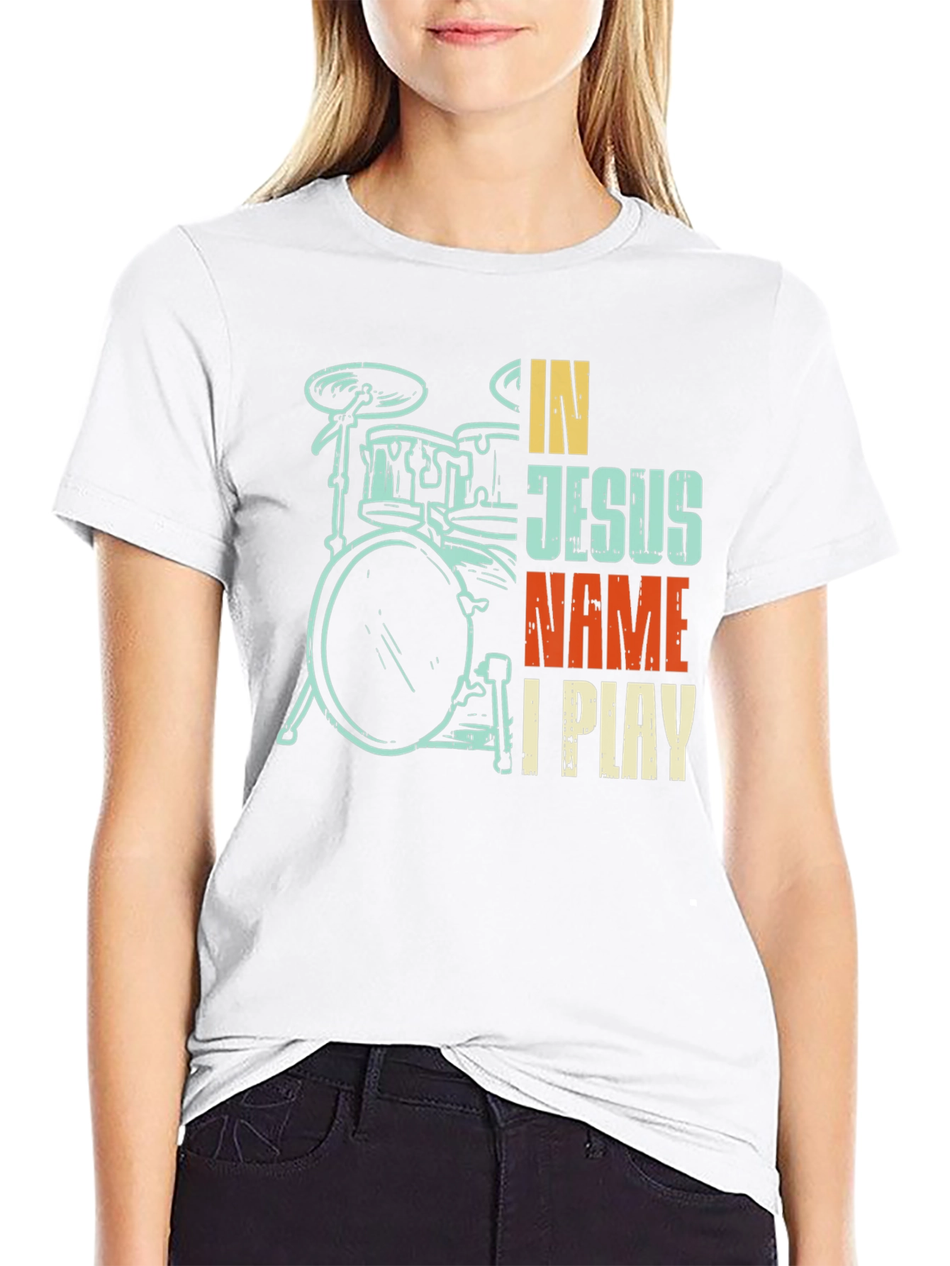In Jesus Name I Play Drummer T-Shirt