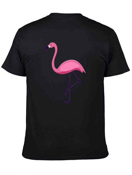 Black T-Shirt with Flamingo Graphic