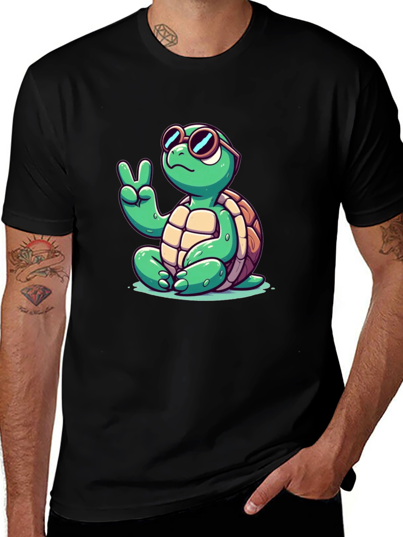 Peace Turtle Black T-Shirt