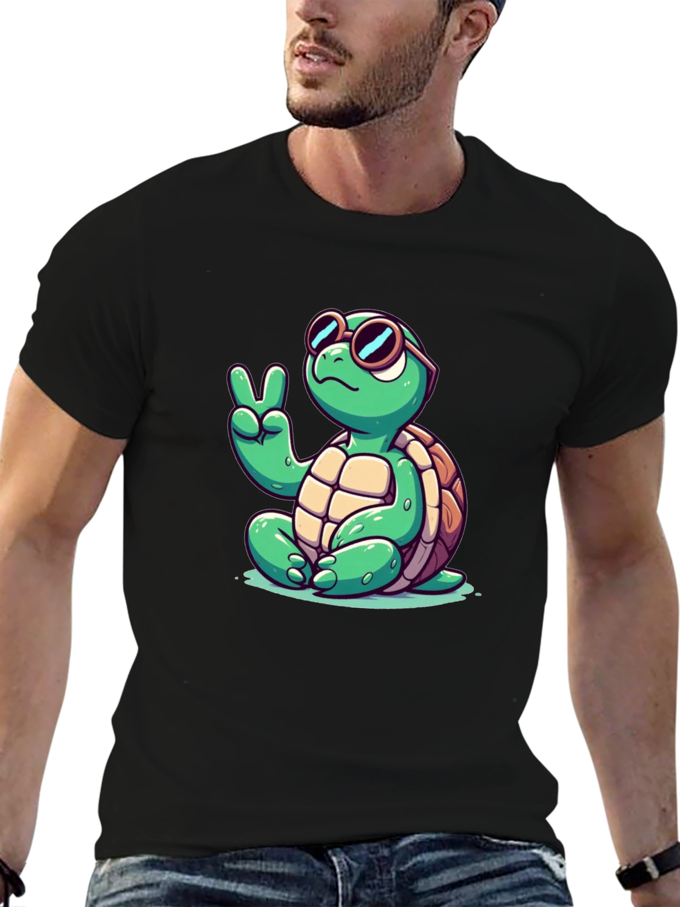 Peace Turtle Black T-Shirt