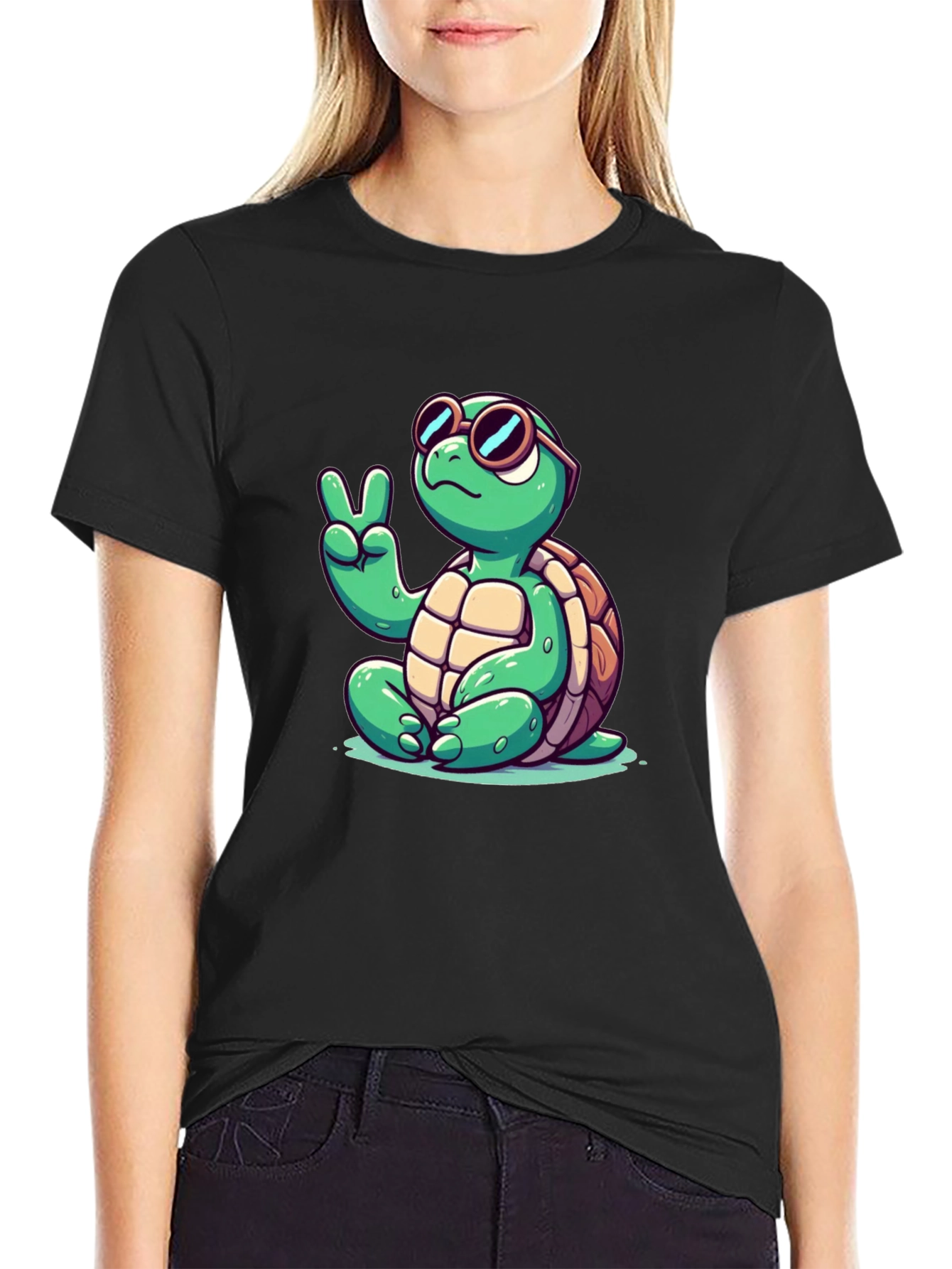 Peace Turtle Black T-Shirt