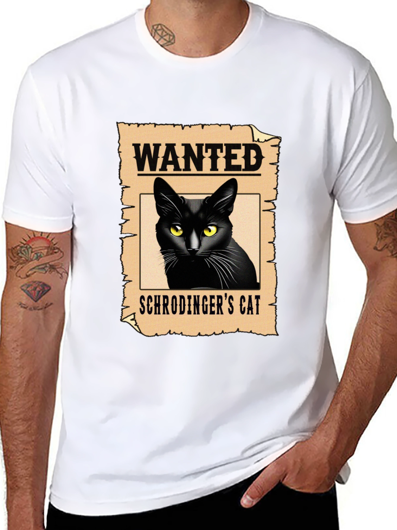 Wanted Schrödingers Cat Black T-Shirt