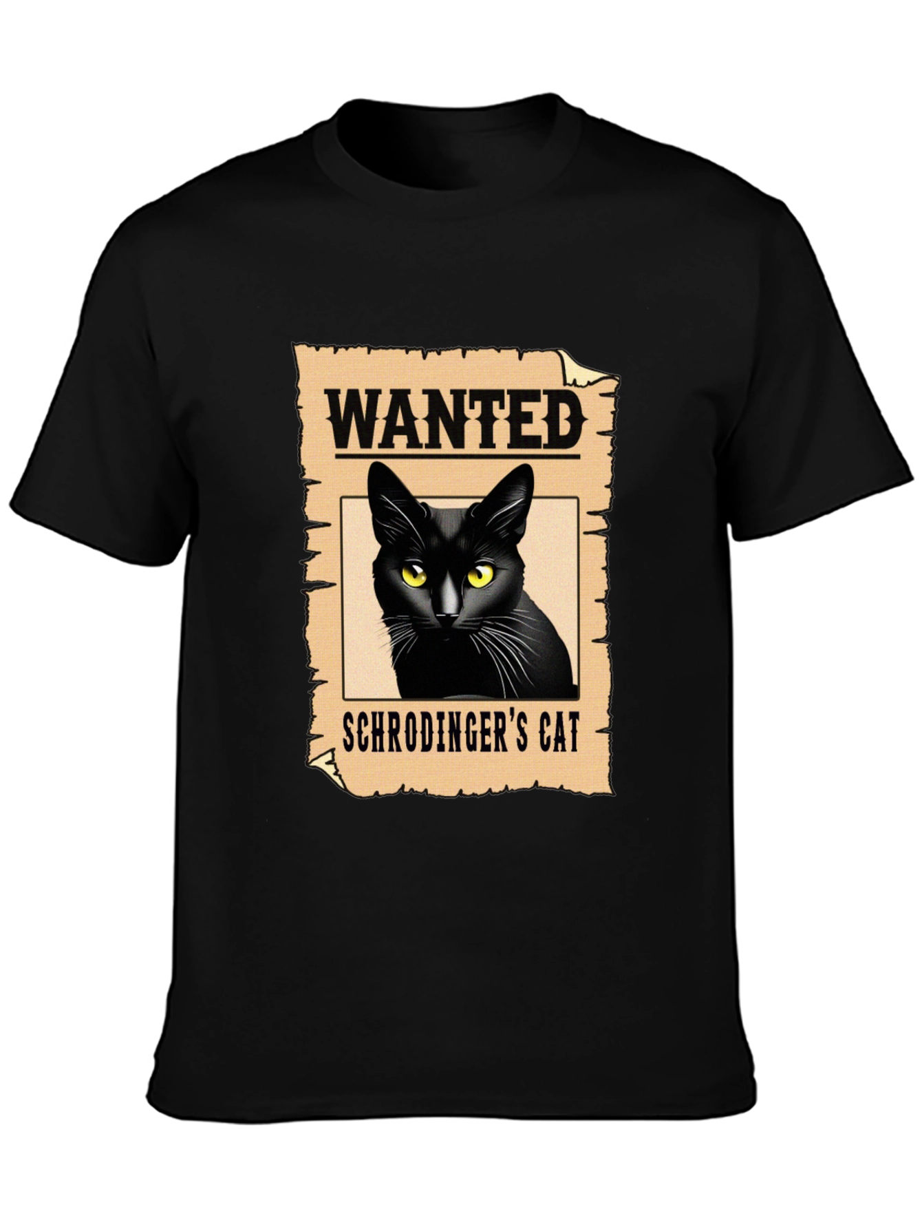 Wanted Schrödingers Cat Black T-Shirt