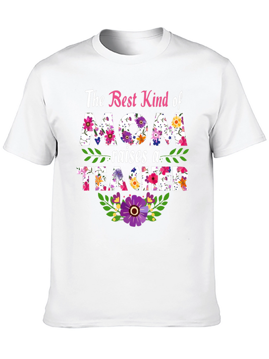 Floral Mom Raises a Teacher Graphic Tee