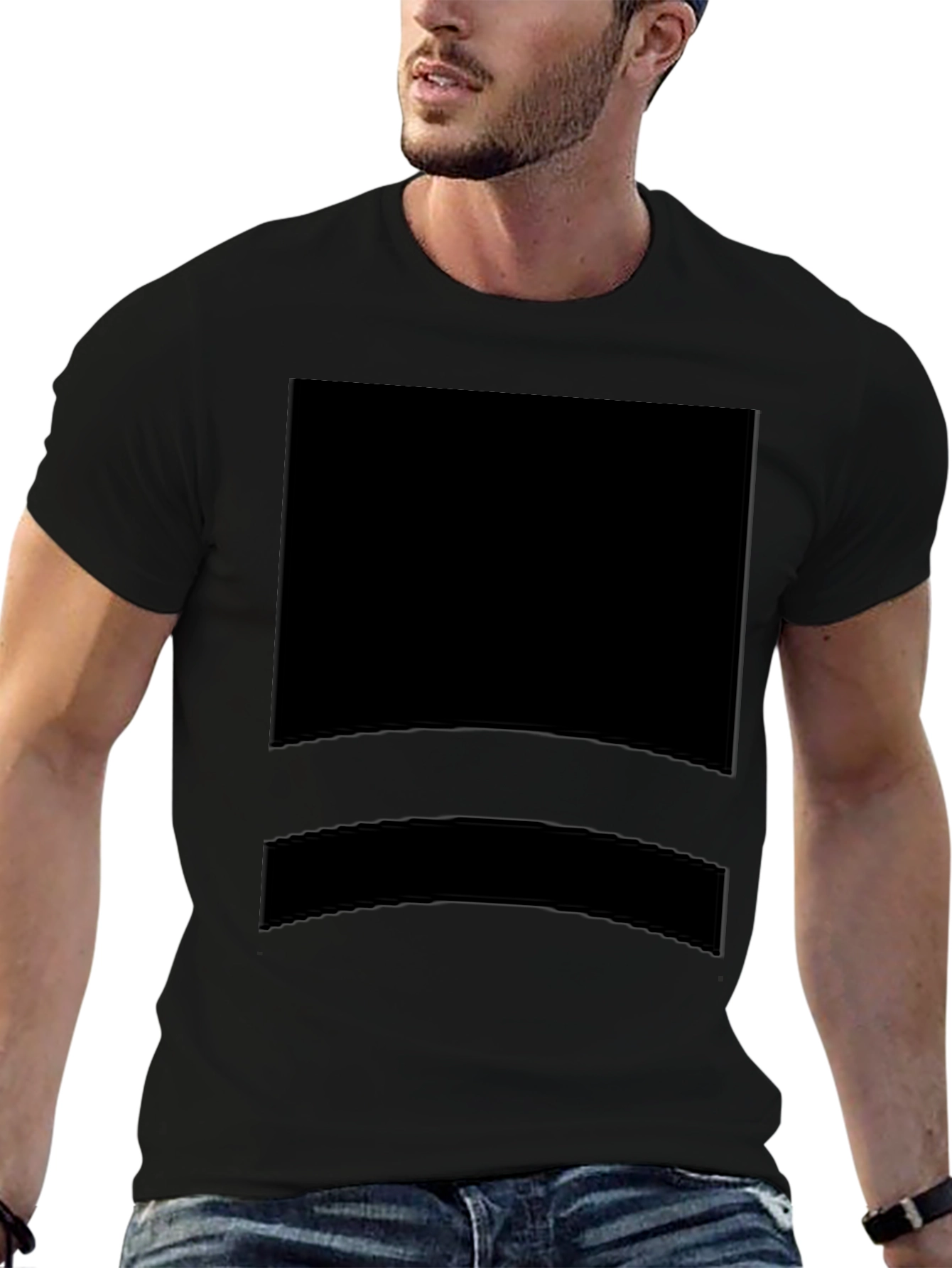Mens Solid Black Casual Short Sleeve T-Shirt