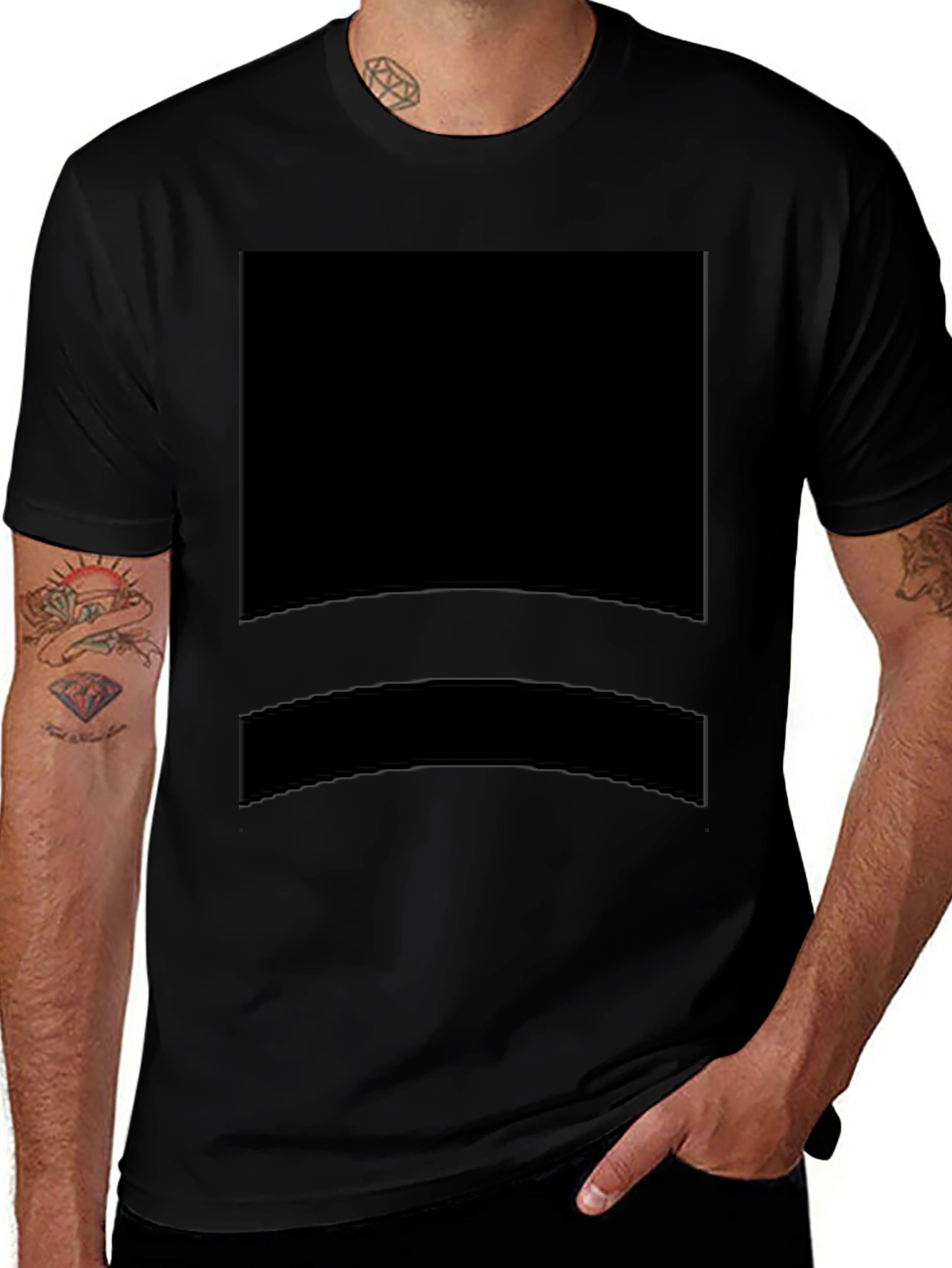 Mens Solid Black Casual Short Sleeve T-Shirt