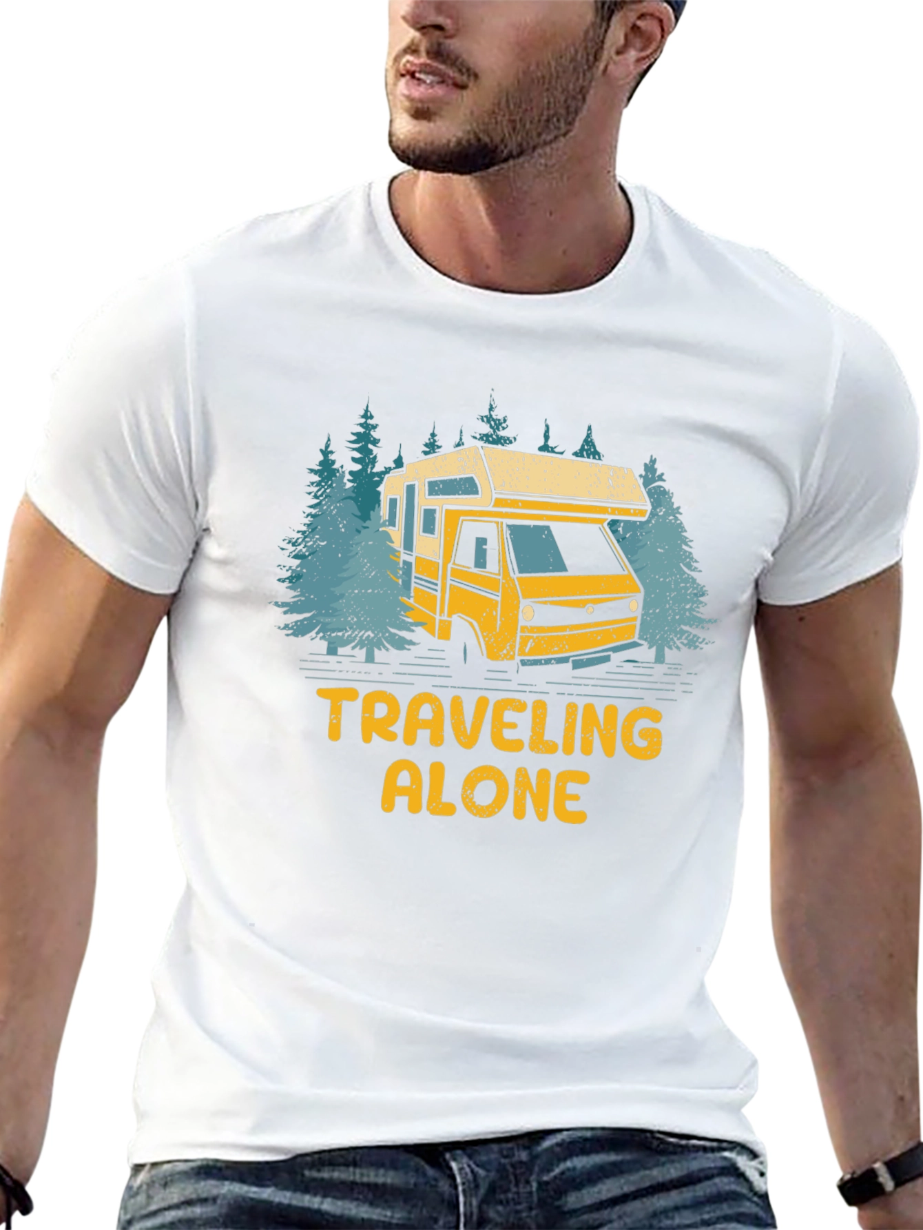 Traveling Alone Camper Van Graphic Tee