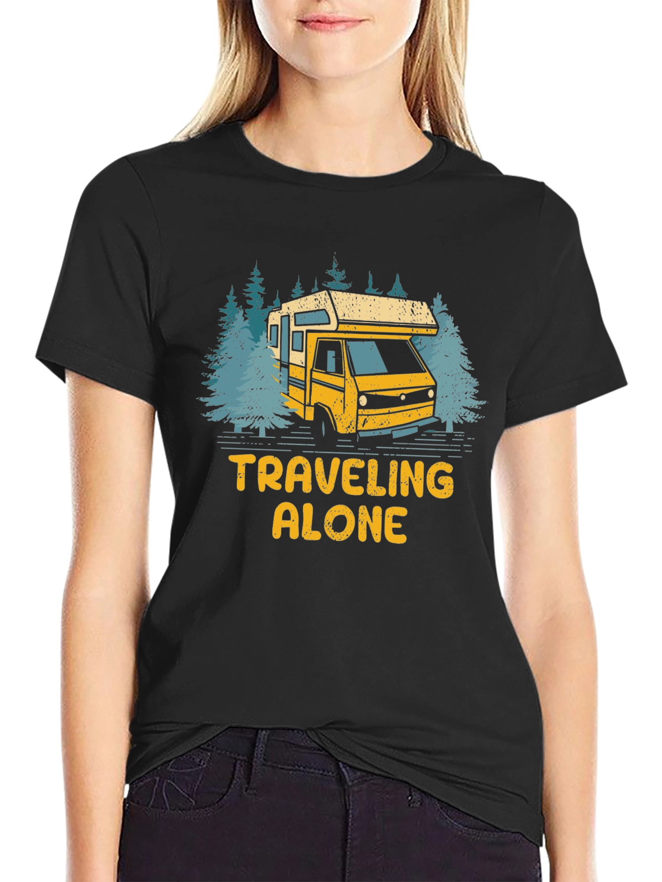 Traveling Alone Camper Van Graphic Tee