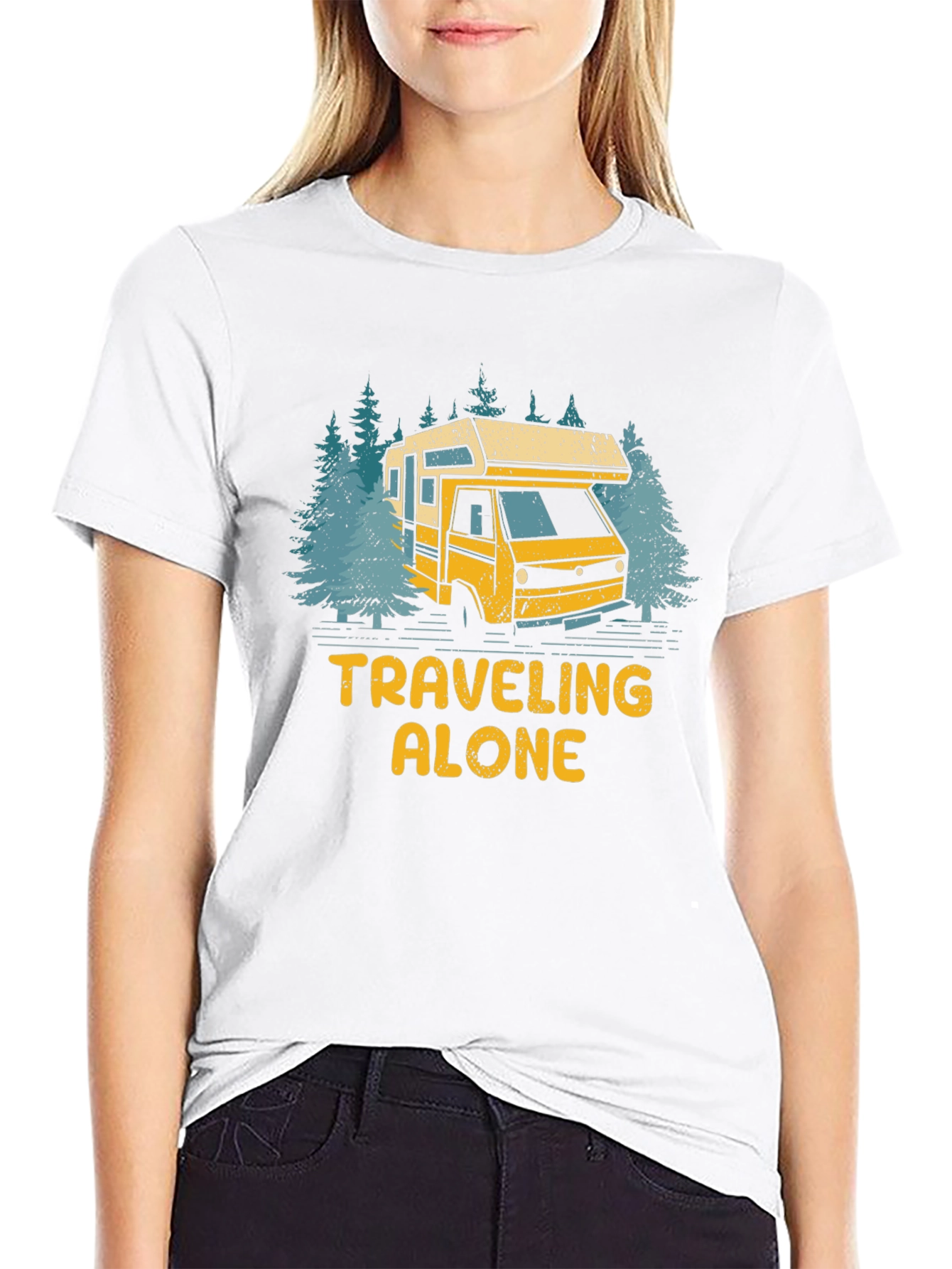 Traveling Alone Camper Van Graphic Tee