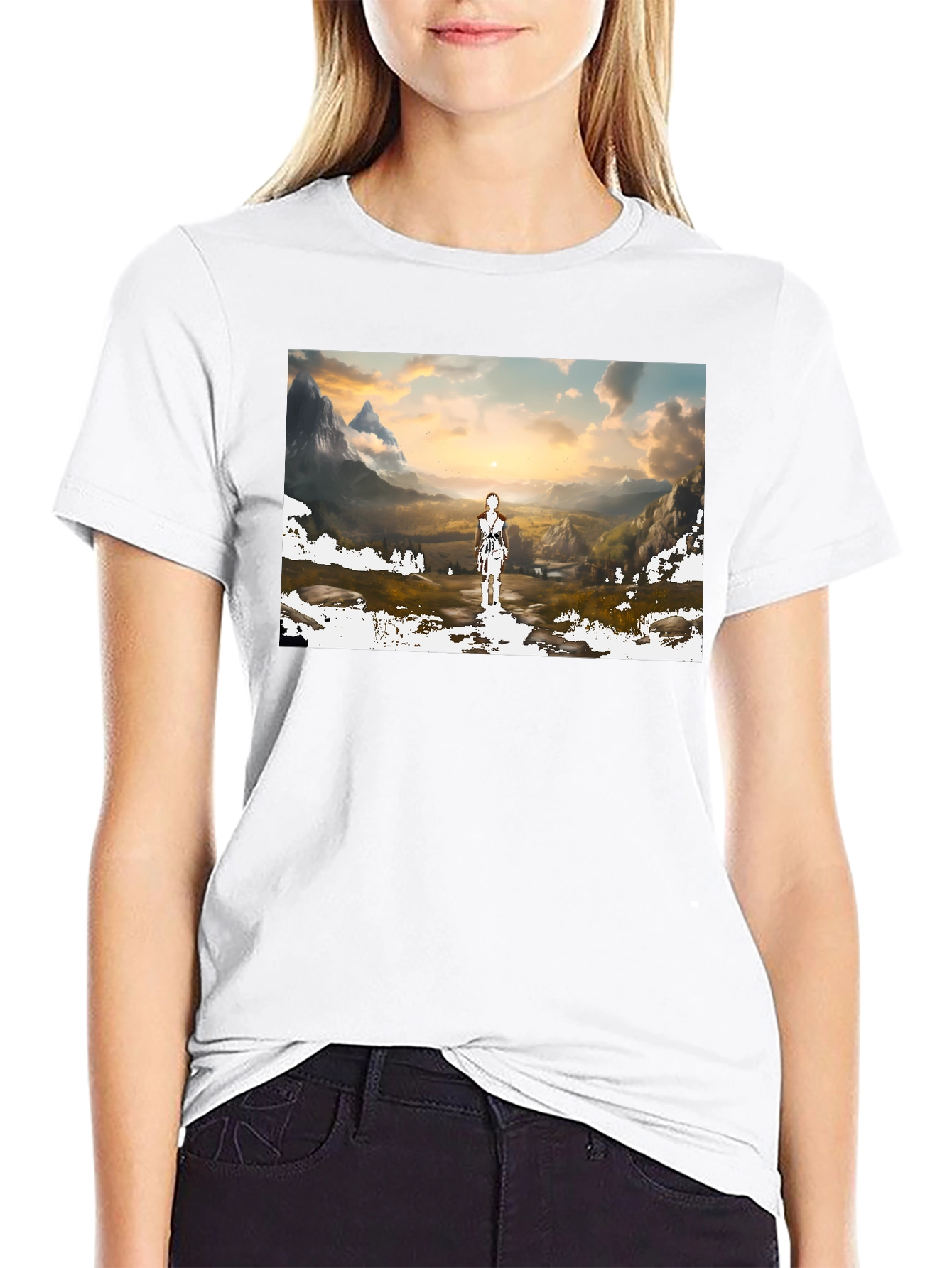 Artistic Landscape Graphic T-Shirt - Black
