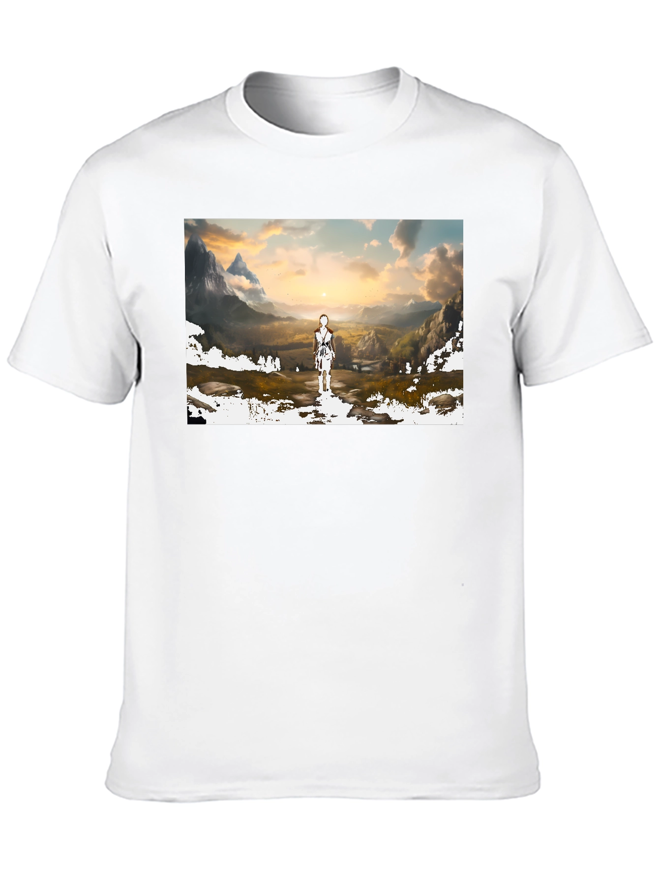 Artistic Landscape Graphic T-Shirt - Black