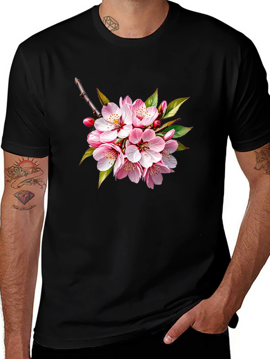 Cherry Blossom Graphic Black T-Shirt