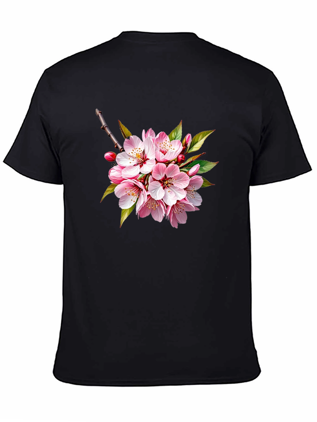 Cherry Blossom Graphic Black T-Shirt