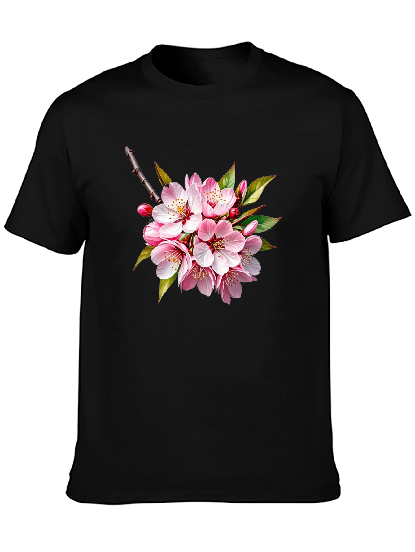 Cherry Blossom Graphic Black T-Shirt