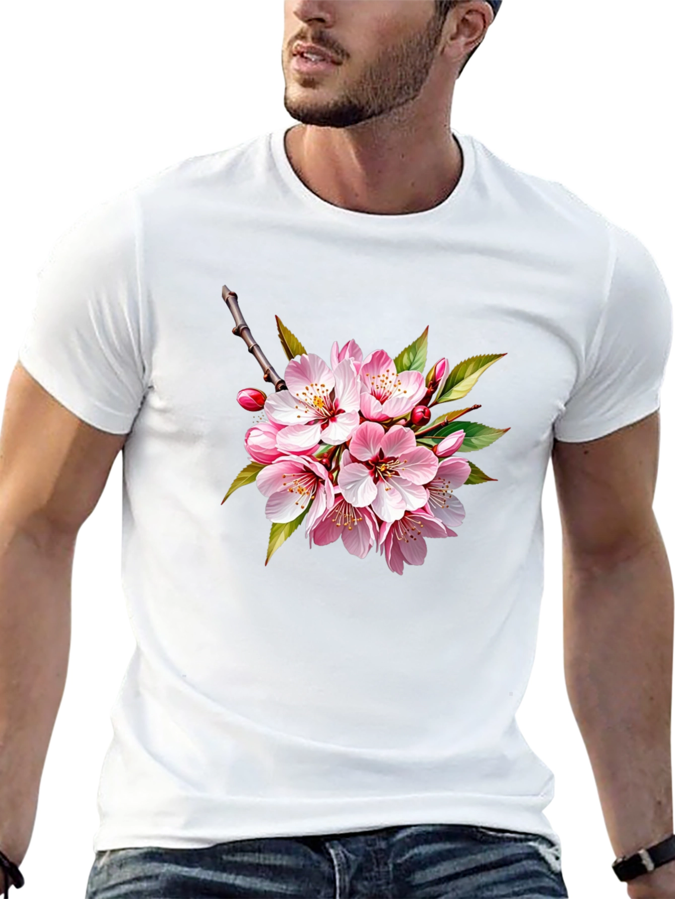 Cherry Blossom Graphic Black T-Shirt