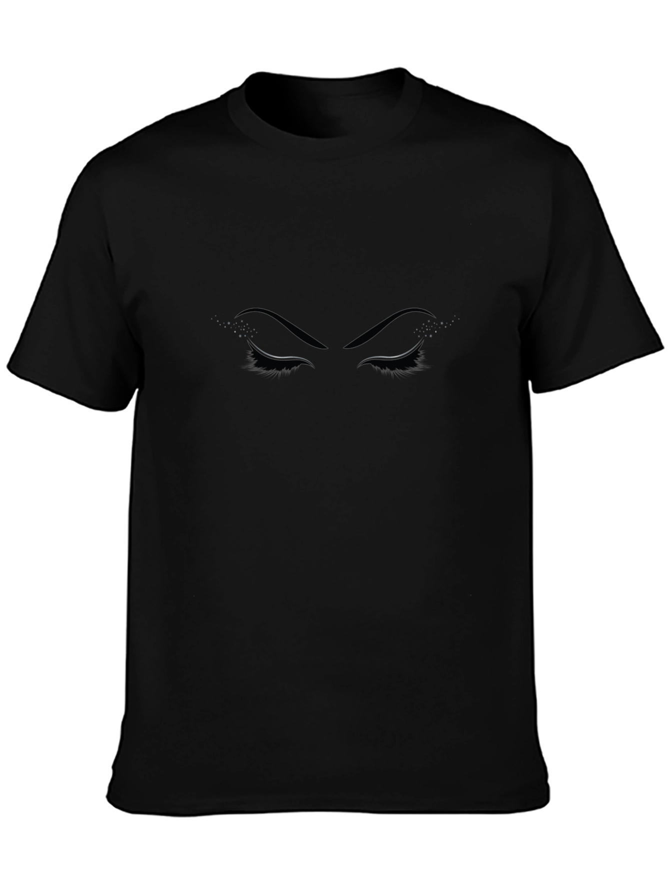 Stylish Graphic Tee - Eyes Design Black Cotton Casual
