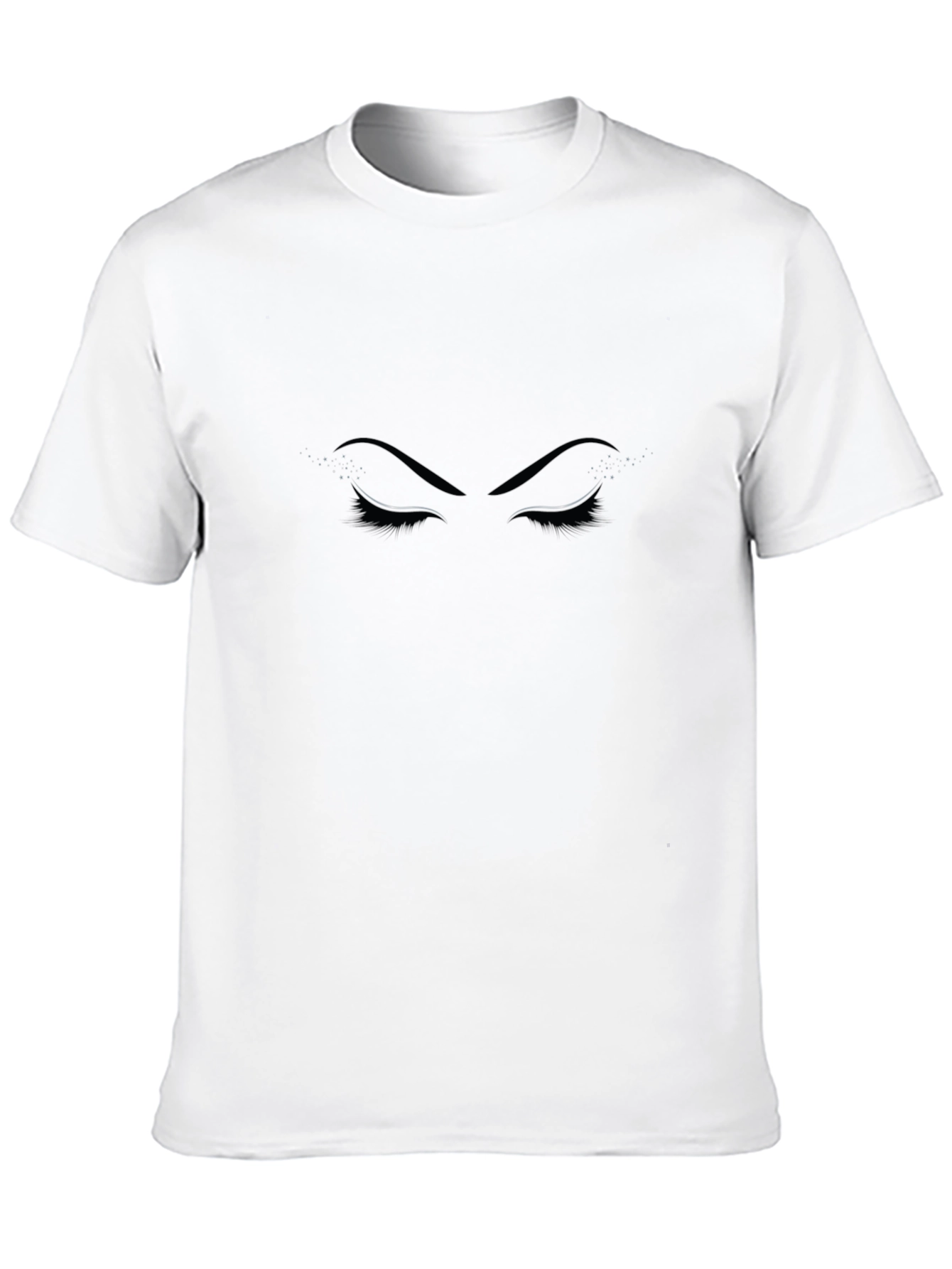 Stylish Graphic Tee - Eyes Design Black Cotton Casual