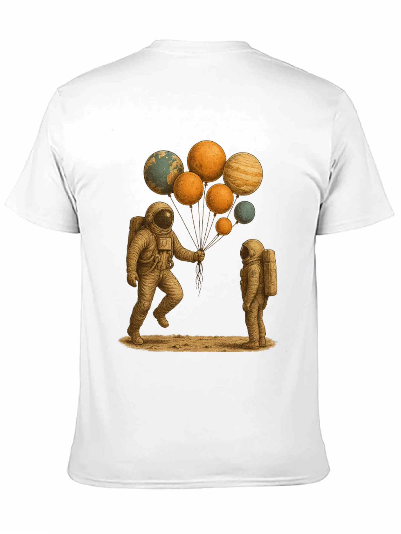 Astronauts and Planet Balloons Graphic Tee