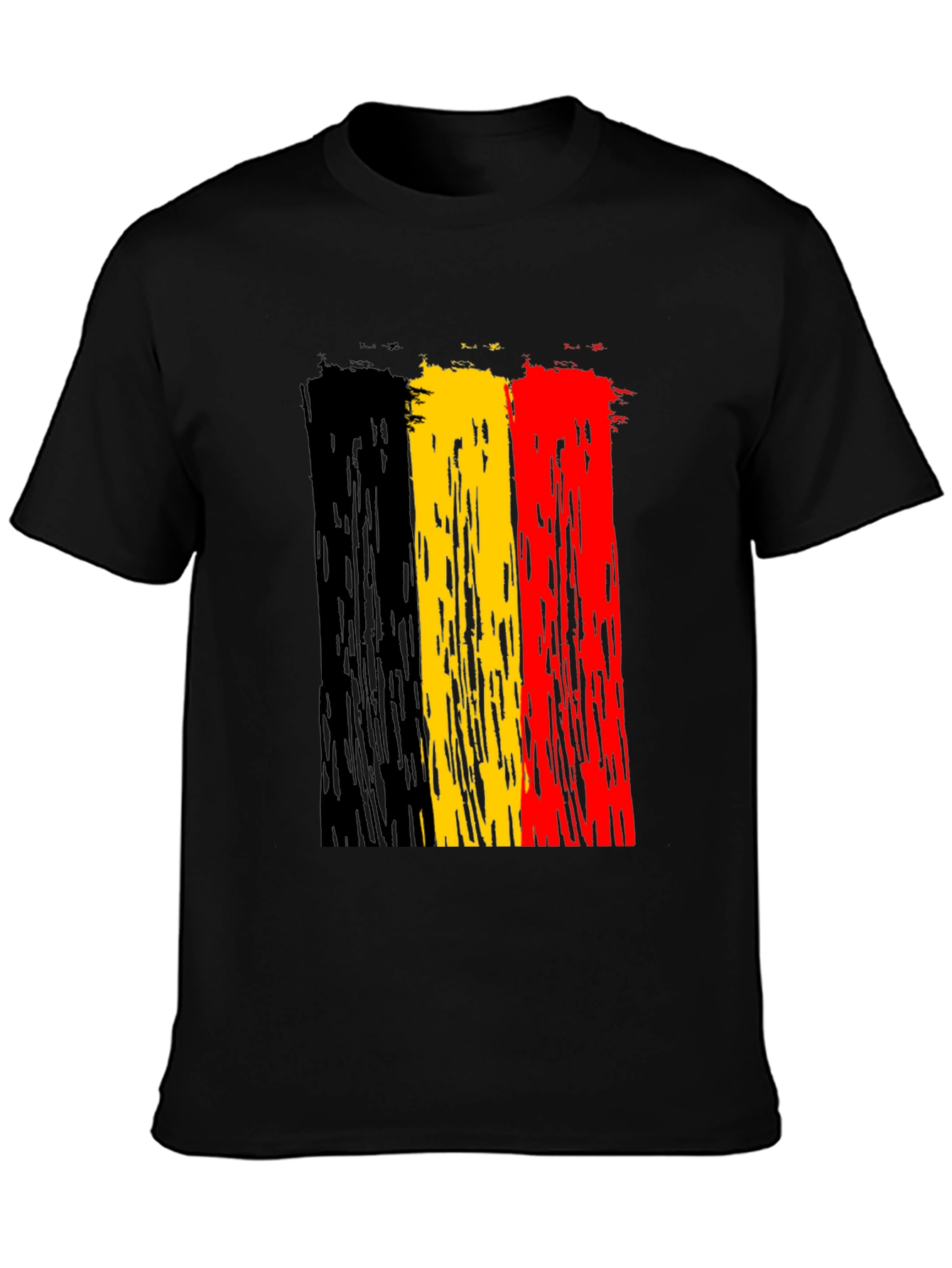 Belgium Flag Brushstroke T-Shirt - Black
