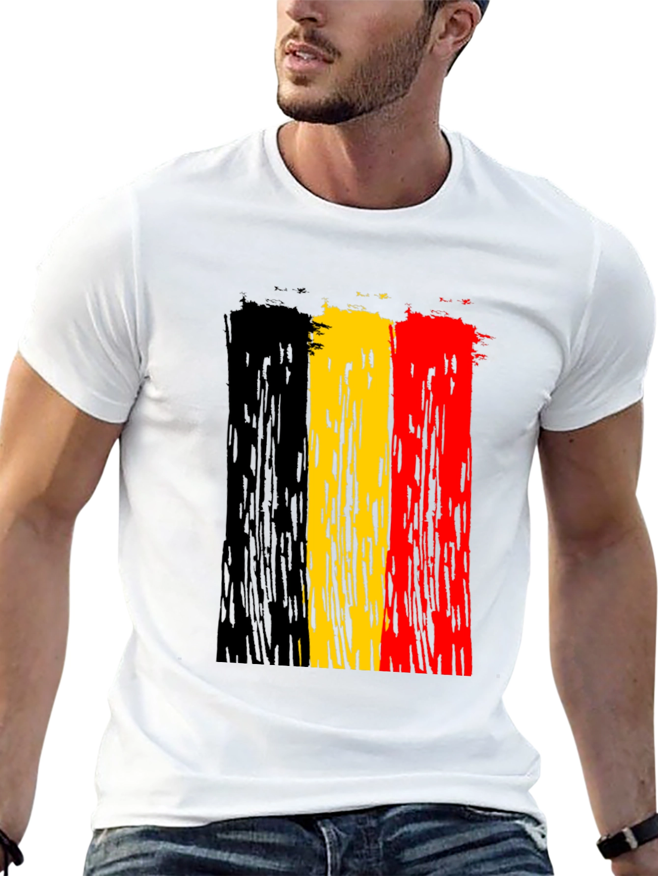 Belgium Flag Brushstroke T-Shirt - Black