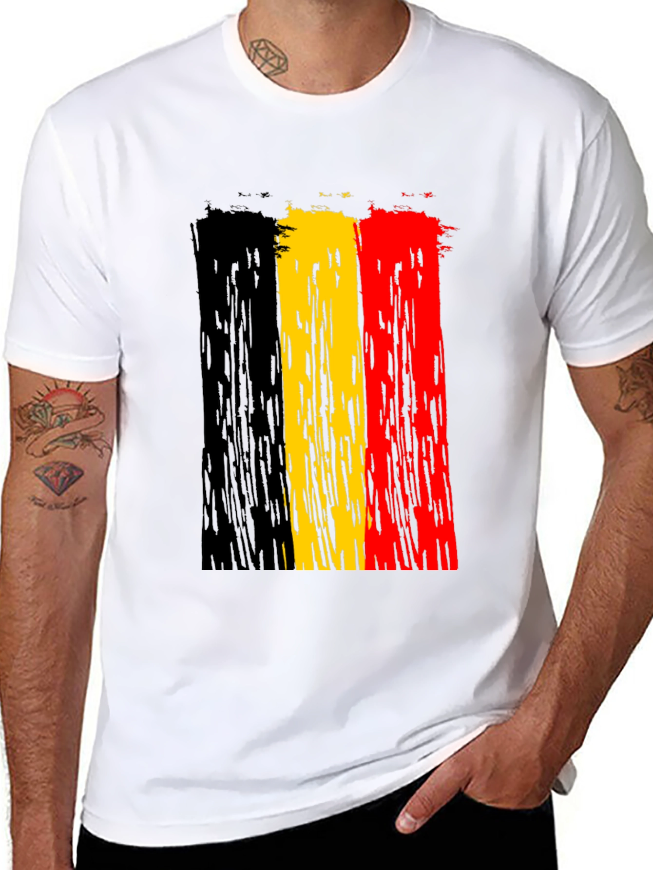 Belgium Flag Brushstroke T-Shirt - Black