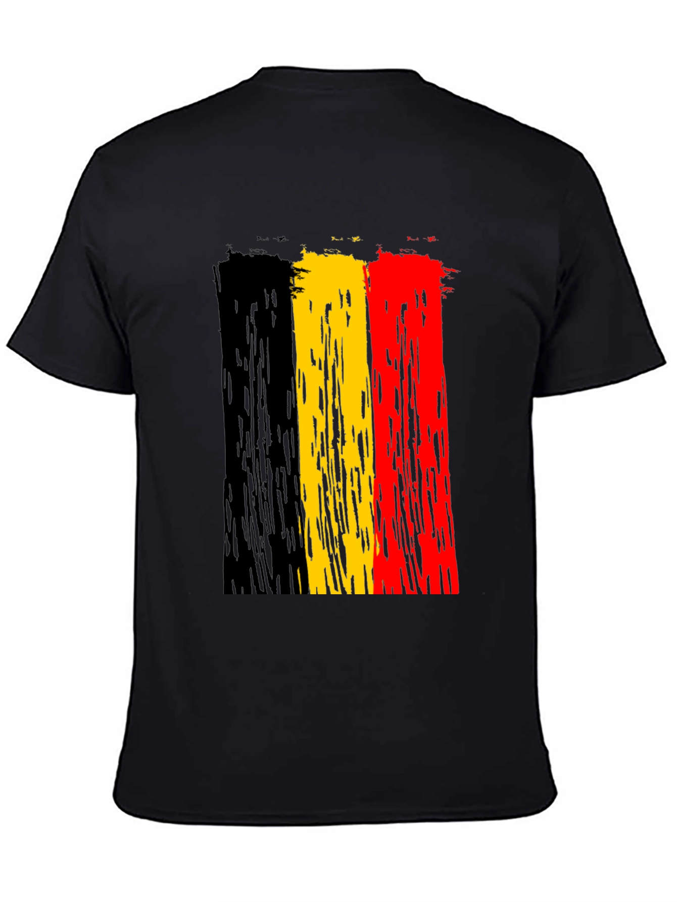 Belgium Flag Brushstroke T-Shirt - Black