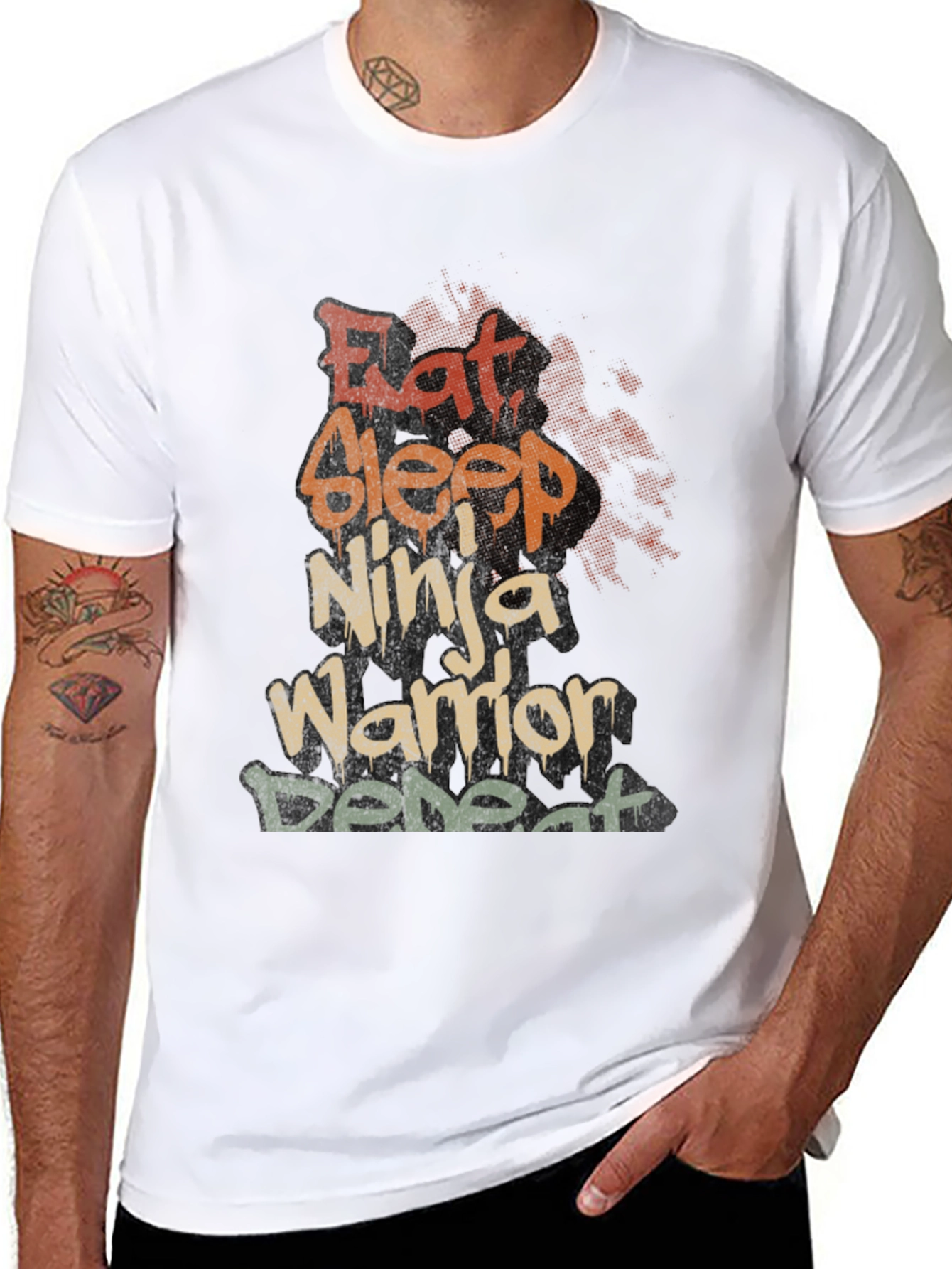 Eat Sleep Ninja Warrior Defeat Graphic T-Shirt