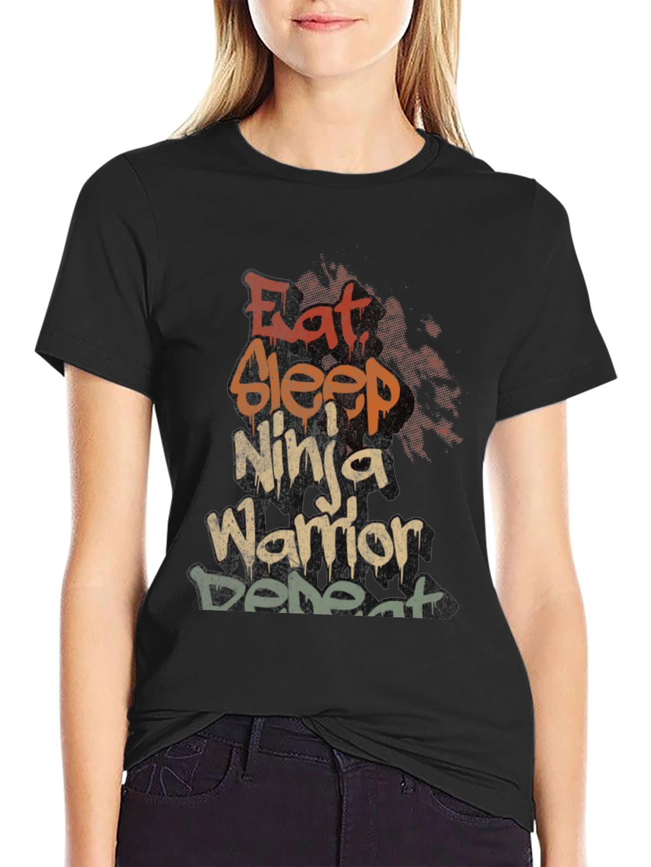 Eat Sleep Ninja Warrior Defeat Graphic T-Shirt