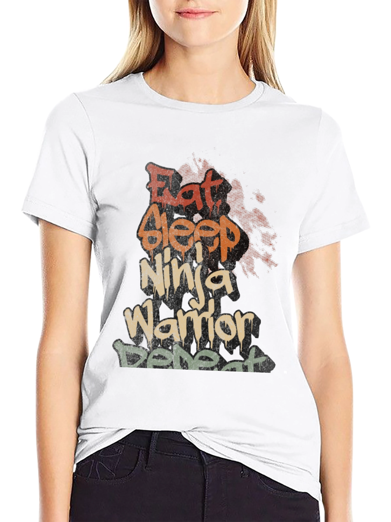 Eat Sleep Ninja Warrior Defeat Graphic T-Shirt
