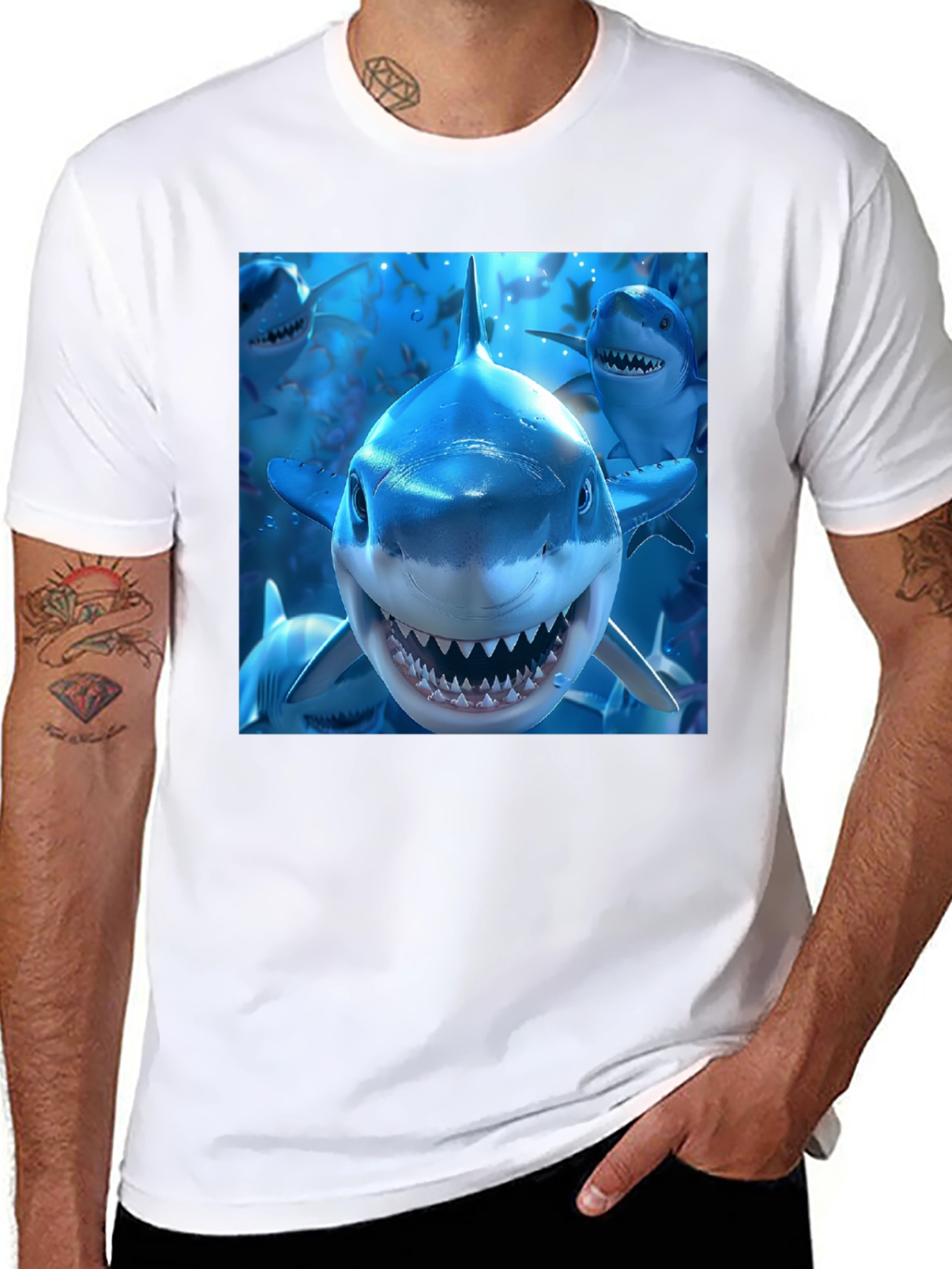 Shark Squad Tee - Mens Black Graphic T-Shirt