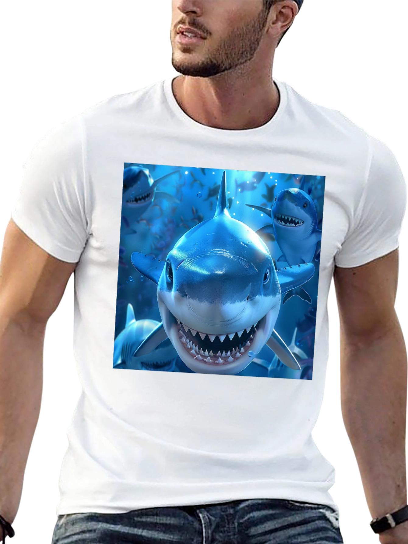 Shark Squad Tee - Mens Black Graphic T-Shirt
