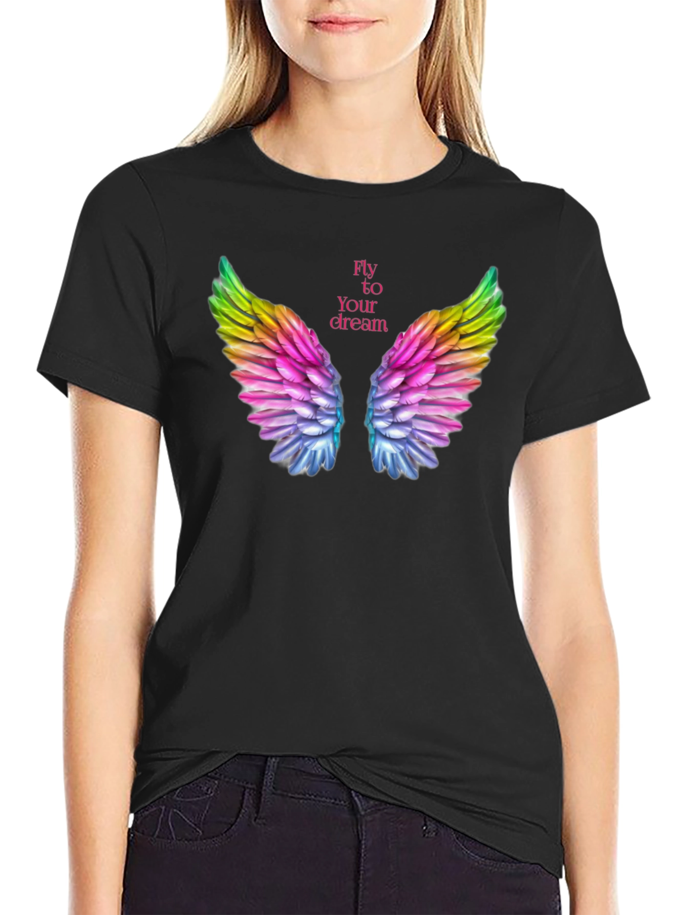 Dream Wings Graphic Black T-Shirt