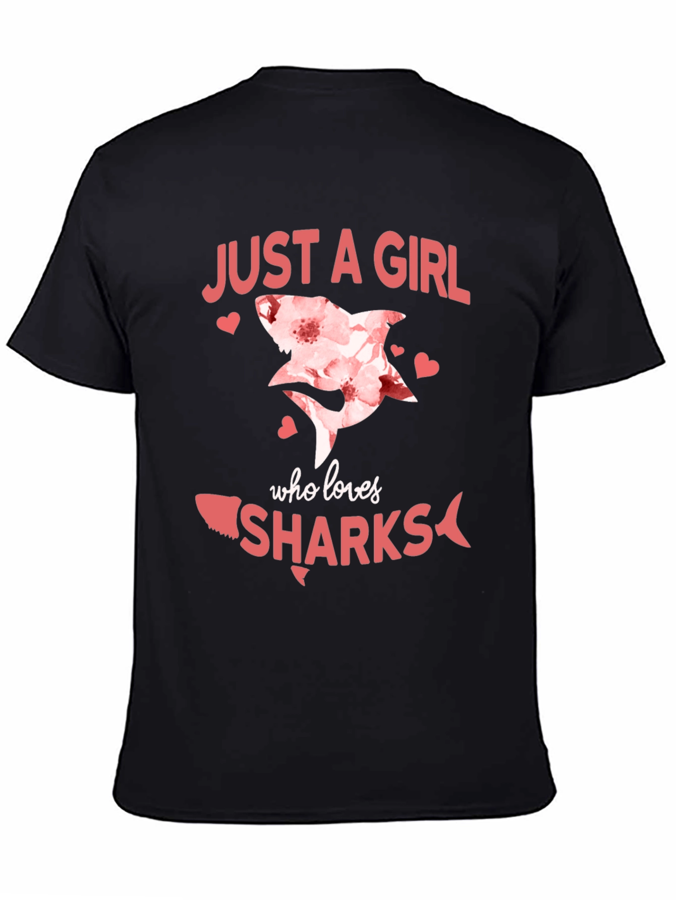 Just A Girl Who Loves Sharks Black T-Shirt