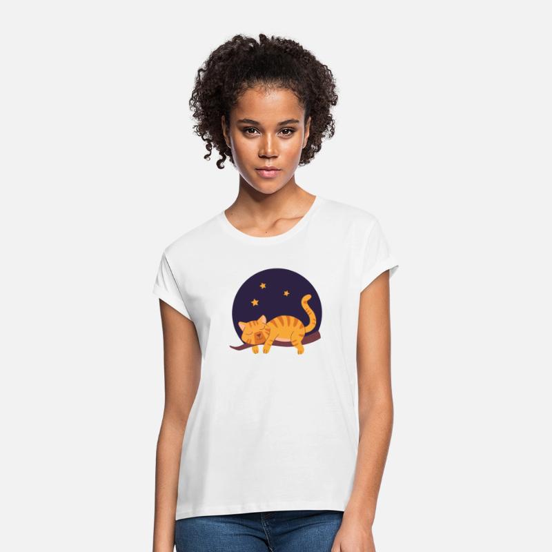 kawaii cat napping on branch at night among stars