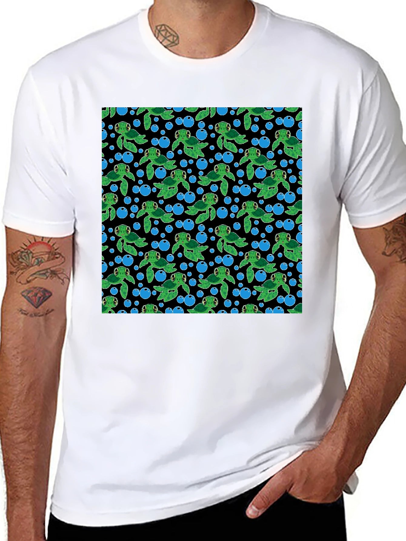 Turtle Bubbles Black T-Shirt