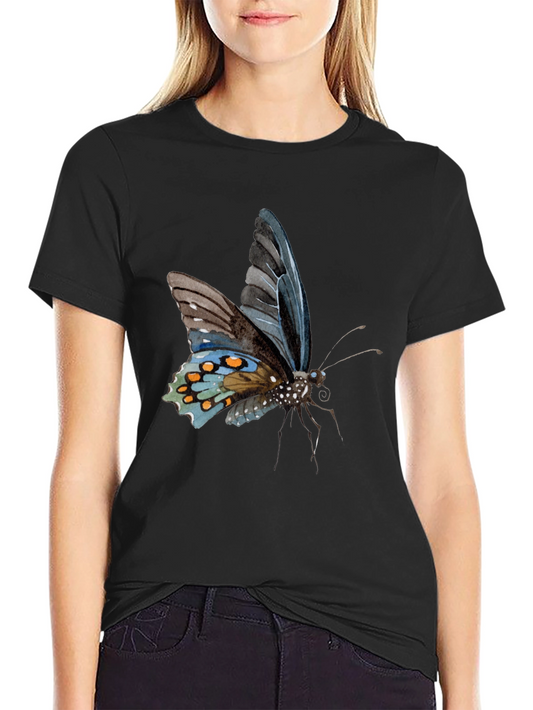 Butterfly Print Black T-Shirt